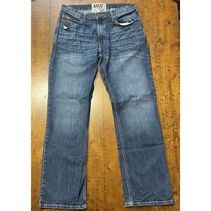 Ariat Mens M4 Low Rise Boot Cut Jeans Denim Blue Size 35x33 Ranch Wear Cowboy